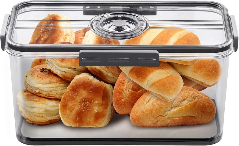 ANYPROLUS Bread Box for Homemade Bread Boxes for Kitchen Counter Airtight, Time Recording Bread Storage Container with Lid, Bread Containers Storage Airtight Loaf Bread Keeper, Dark Grey - Image 1